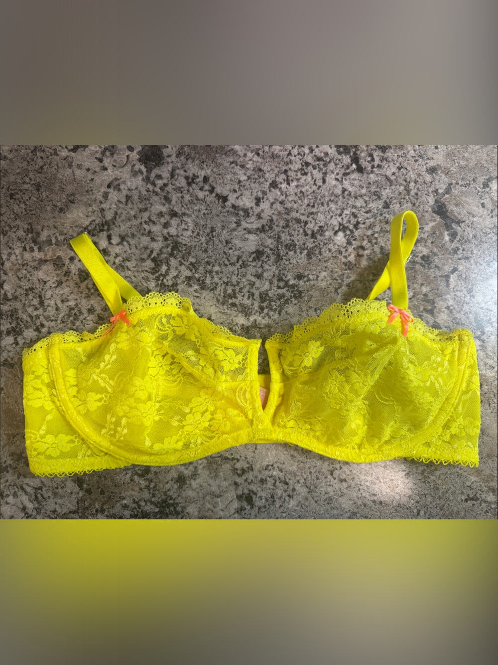 Neon Yellow Lace Underwire Bra